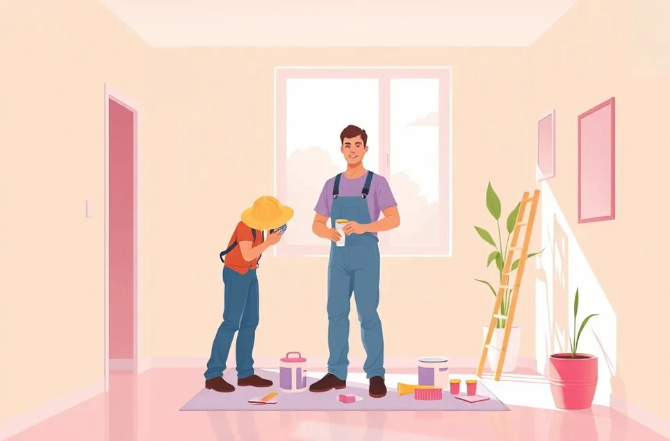 Intérieur rénové après travaux de peinture à Mouvaux